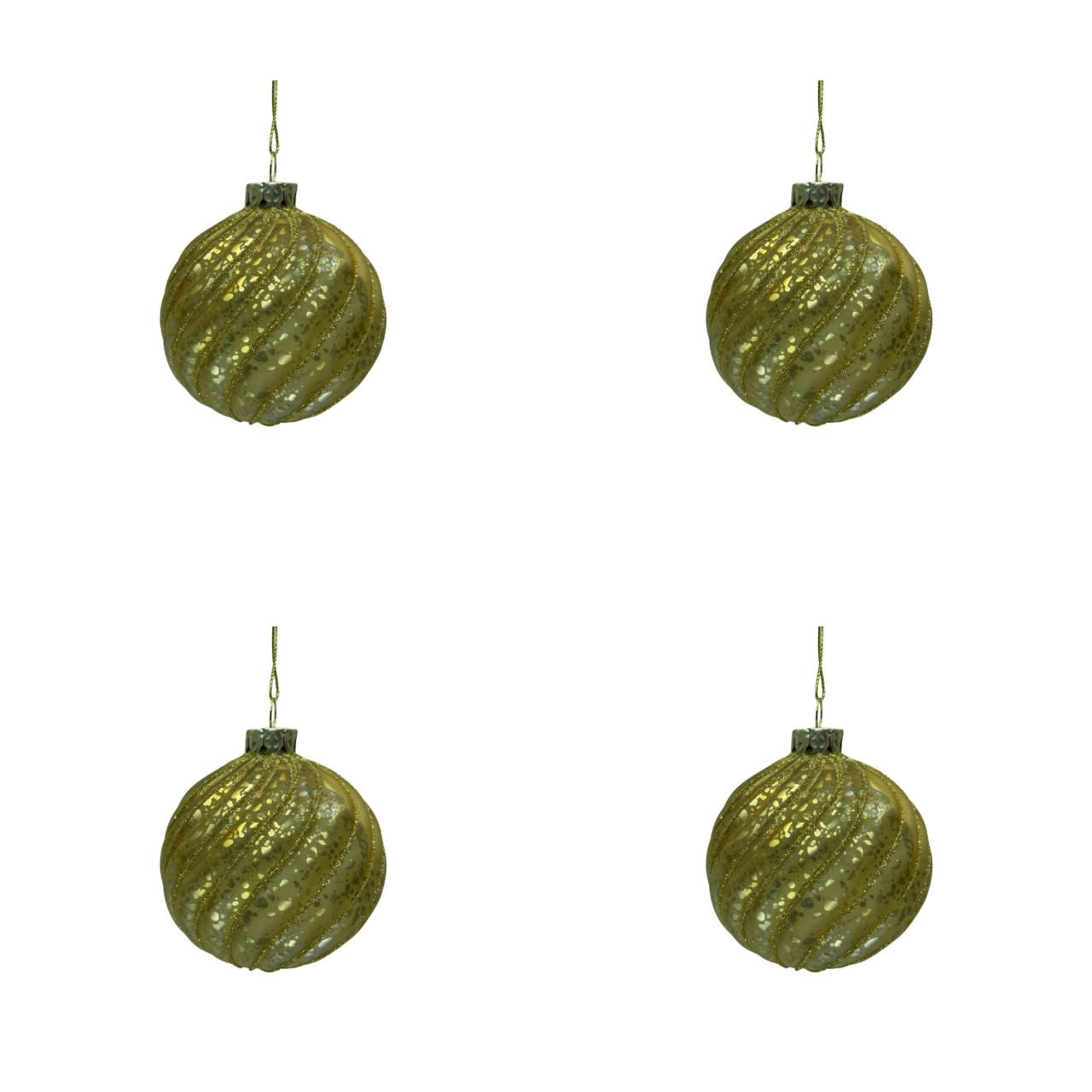 4 Stk. Christbaumkugeln mit Swirls